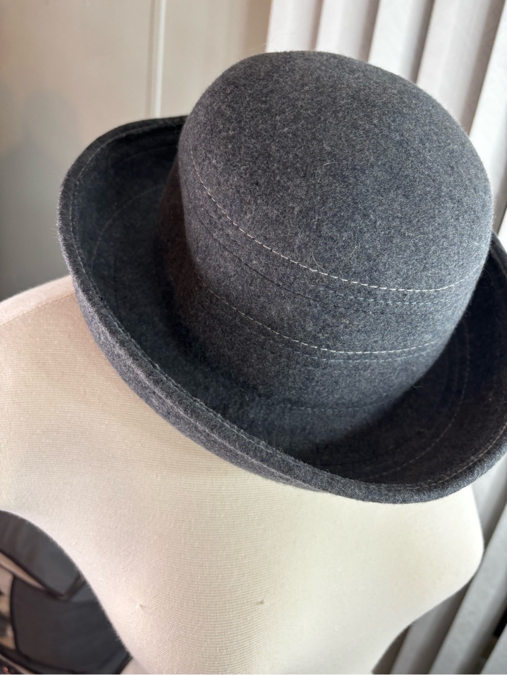 Classic Grey Wool Bucket Hat - Women Accessories